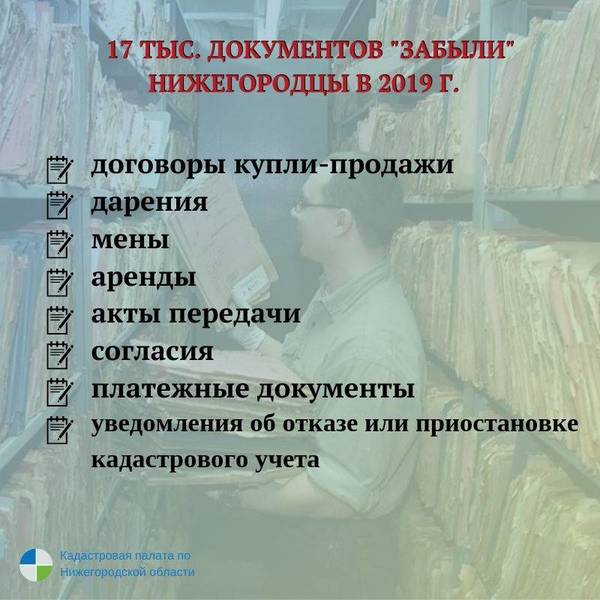 В Кадастровой палате рассказали, какие документы «забывали» нижегородцы в 2019 году
